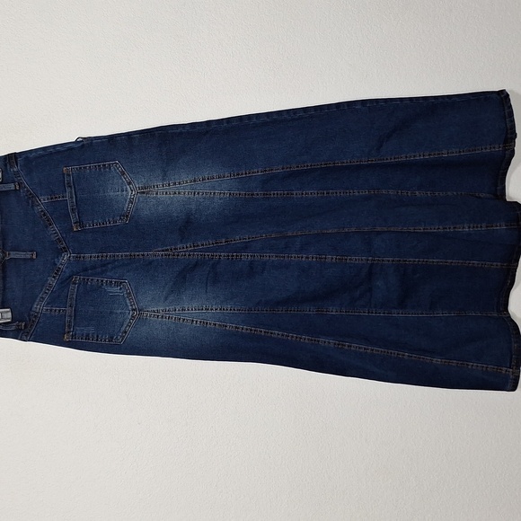 Char Tou Blue Medium Wash Western Cowgirl Button Front Denim Maxi Skirt Size S - Picture 7 of 13